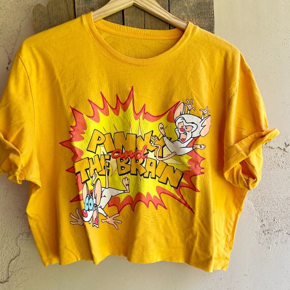 PINKY AND THE BRAIN CROPPED T-SHIRT SZ L - Picture 1 of 2